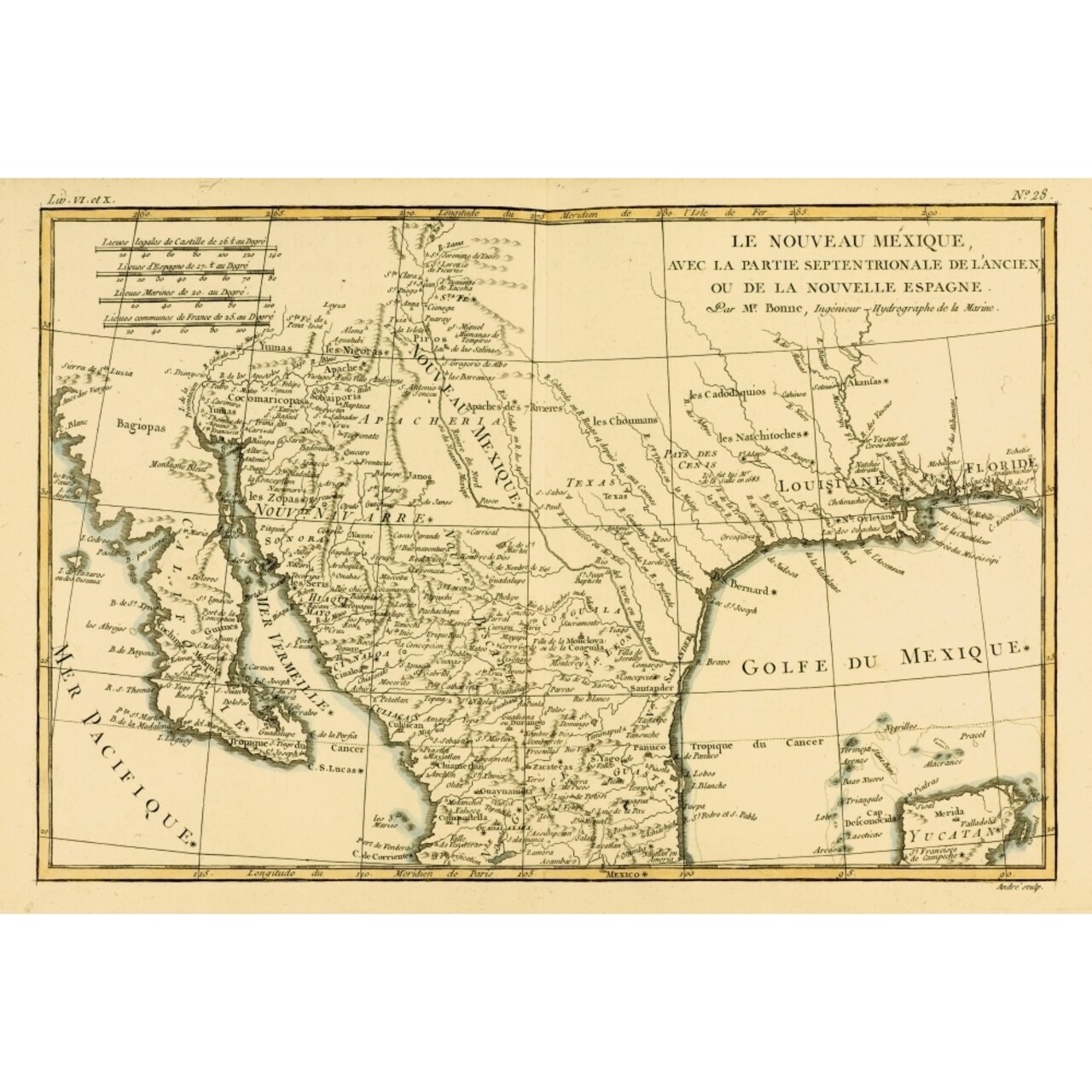 Map Of Mexico Circa.1760. From _Atlas De Toutes Les Parties Connues Du Globe Terrestre _ By Cartographer Rigobert B